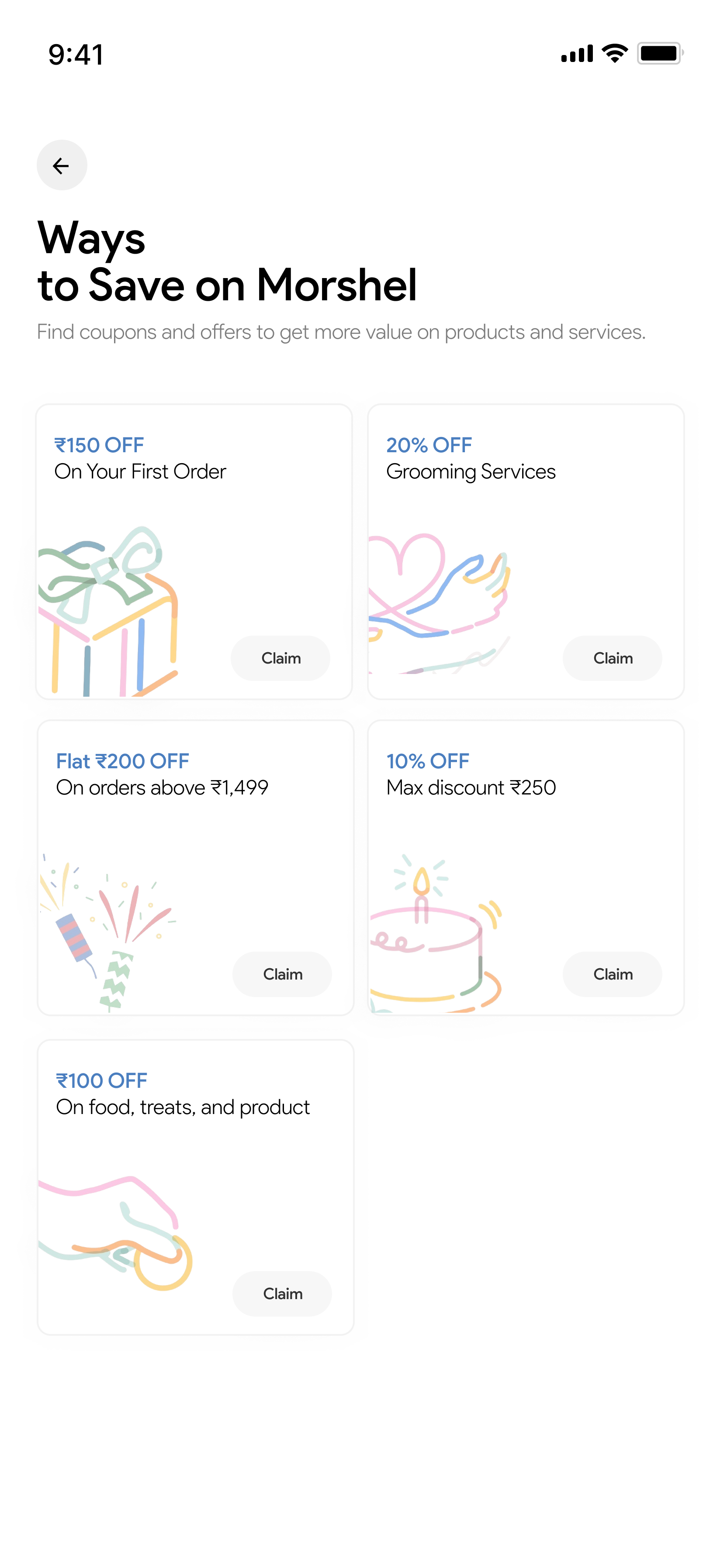Coupons screen: Ways to Save on Morshel