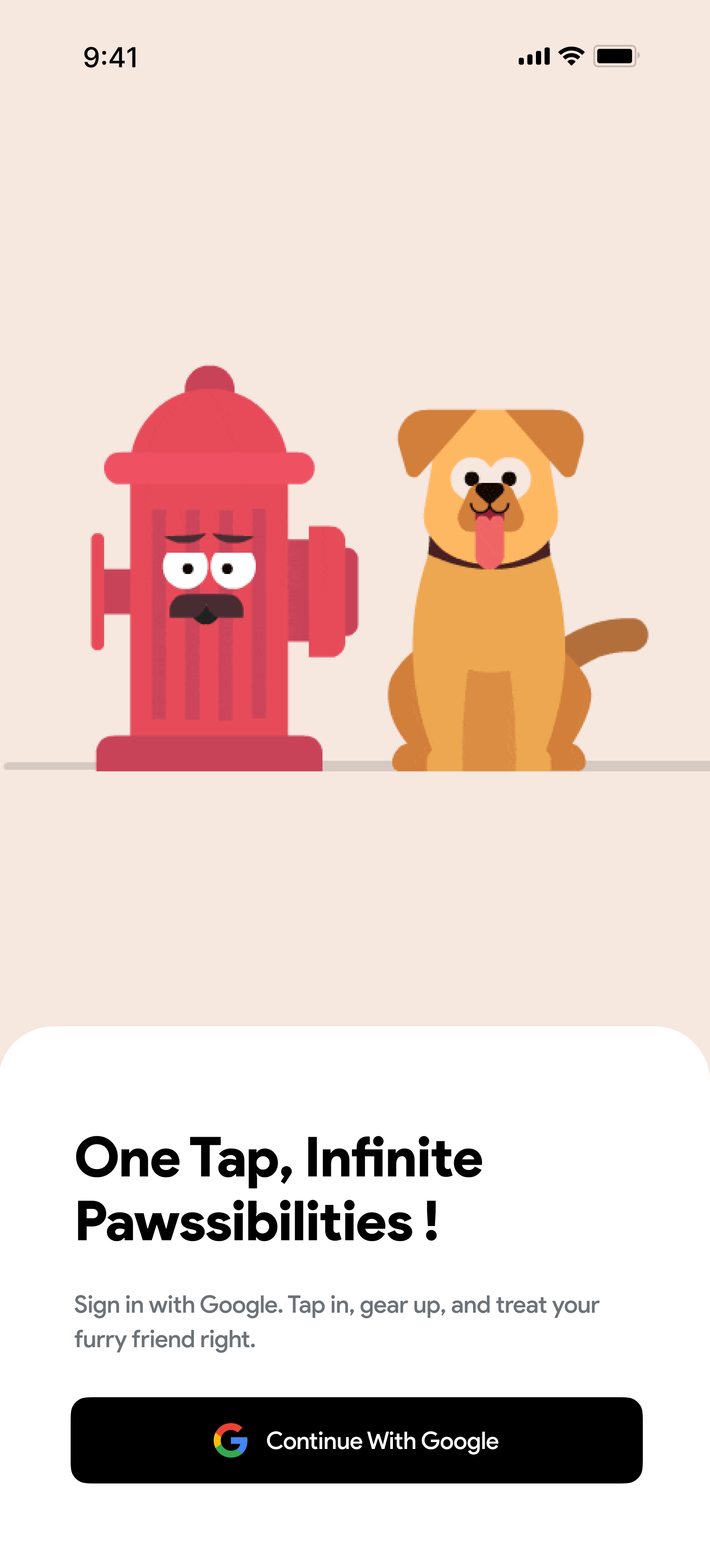 Sign-in screen with a single Continue With Google button