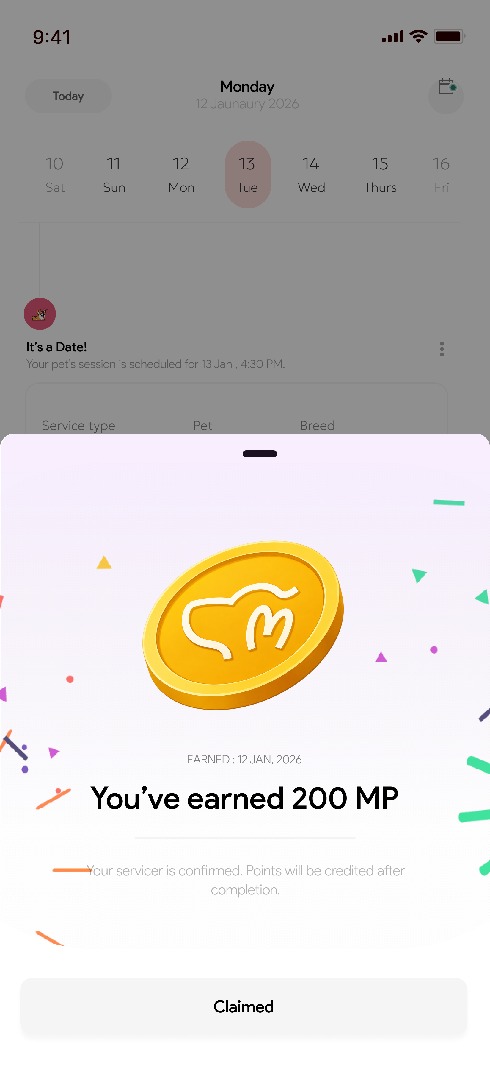 Reward sheet: You've earned 200 MP